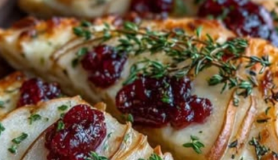 Mediterranean Pear, Brie, and Cranberry Flatbread with Thyme